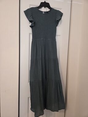 Sweet Wanderer Sage Green Textured Maxi Dress